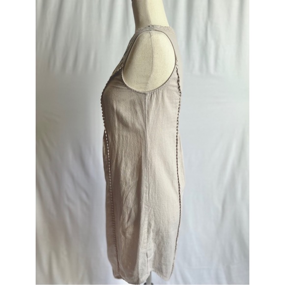 Knox Rose XS V Neck Sleeveless Tan Blue Embrodiered Dress - Picture 3 of 6